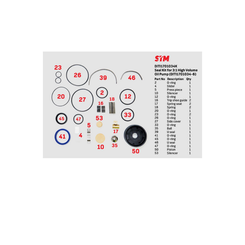 3:1 Air Pump Seal Kit High Volume