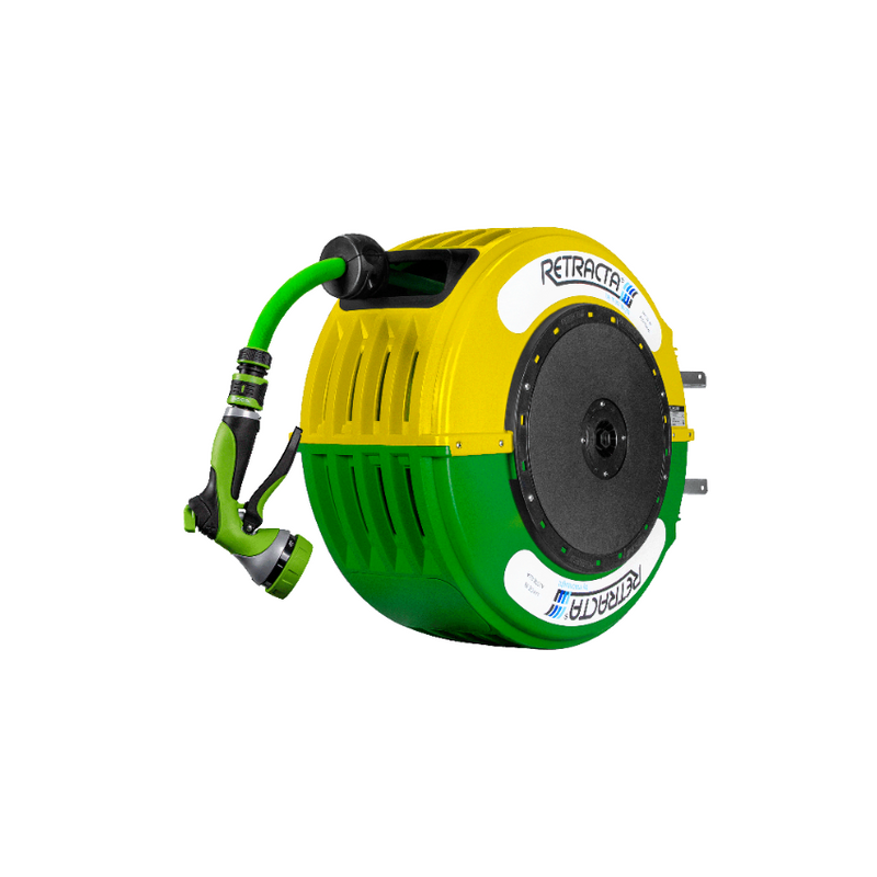 Macnaught Retracta R3 Garden Hose Reel - 1/2" x 25m, Green / Yellow Case (DR425YG-03)