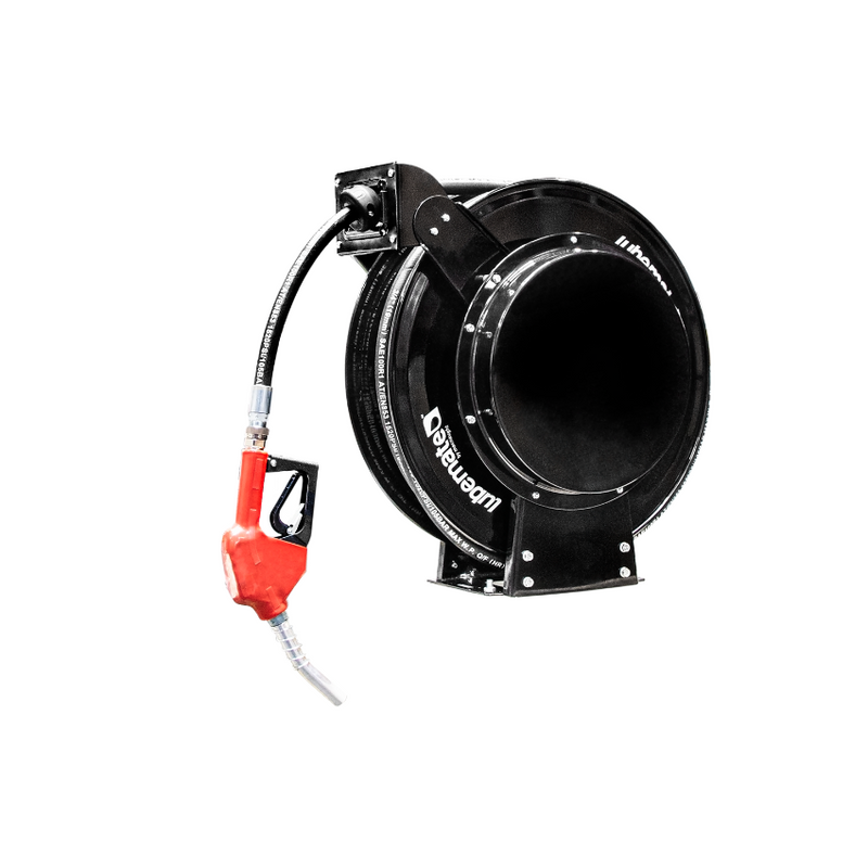 Lubemate Twin Pedestal Diesel Hose Reel with Auto Nozzle - 3/4" x 20m