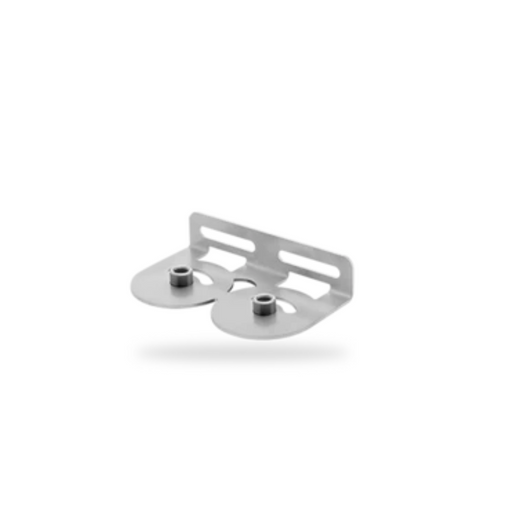 A stainless steel 2-point standard duty bare bracket with two bolt holes.